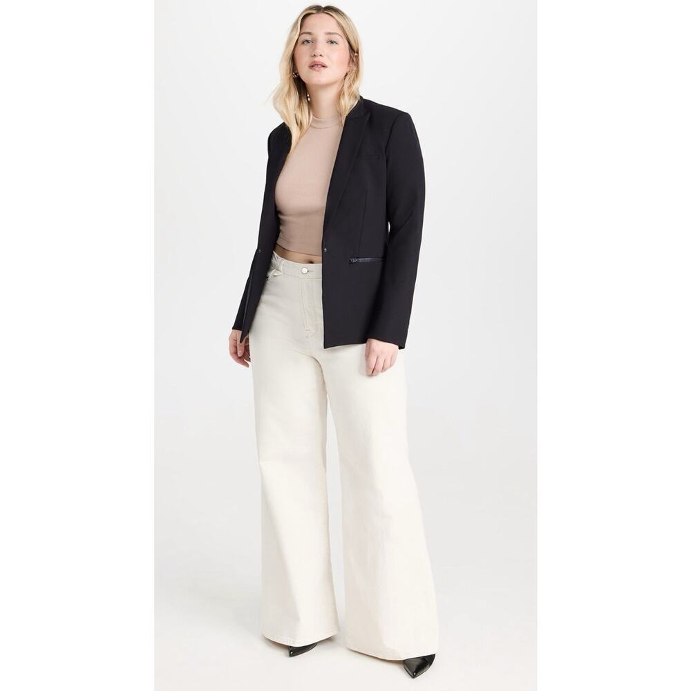 Veronica Beard Iconic Scuba Dickey Jacket Size 8 Navy Blue Blazer Zip Pockets - Picture 5 of 12